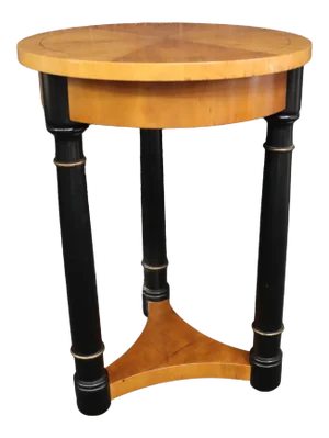 French Empire Style Cherry & Ebonized Round Side Table