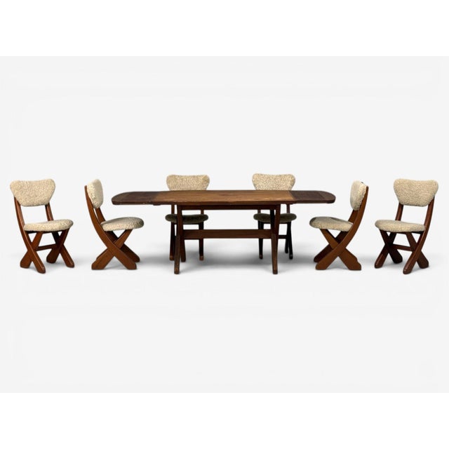 Danish Modern, Brutalist Dining Room Set, Pine, Shearling, Denmark, 1960s For Sale - Image 13 of 13
