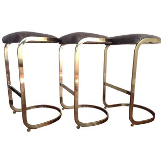 Vintage Cantilever Bar Stools - Set of 3 For Sale