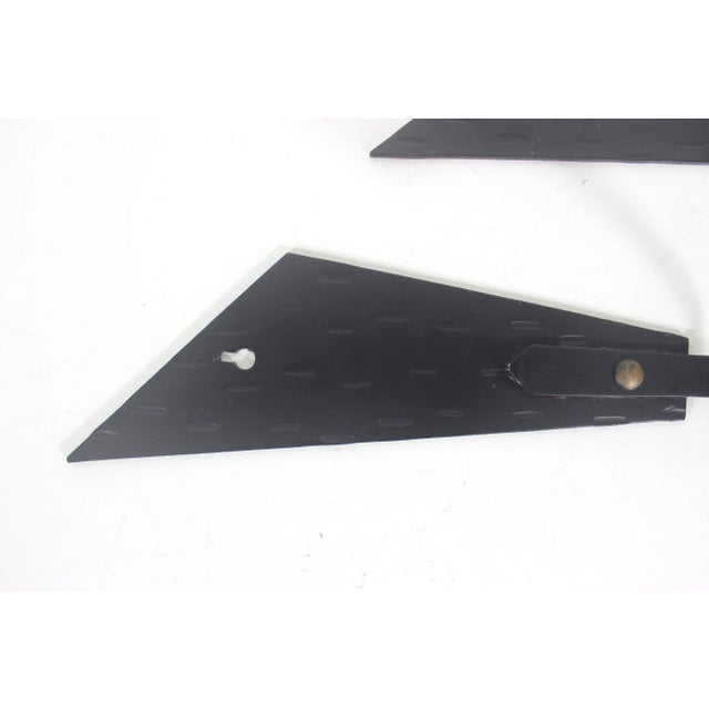 Mid 20th Century Mid Century Brutalist Hammered Black Candle Holder Wall Sconces Textured Hammered Patina For Sale - Image 5 of 10