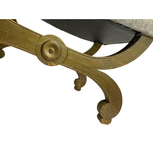 1940s Vintage Neoclassical French X-Frame Curule Stool, 1940s For Sale - Image 5 of 11