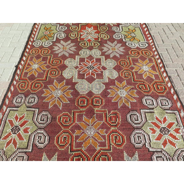 Mid-Century Modern Mid 20th Century Mid 20th Century 60s Vintage Goathair Handmade Turkish Kilim Boho Area Rug For Sale - Image 3 of 11