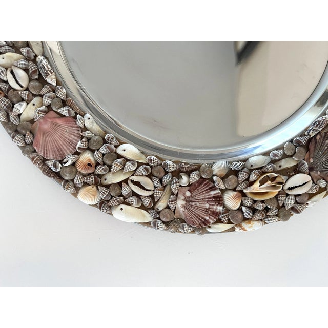 1990s Vintage Shell Encrusted Platter For Sale - Image 5 of 12
