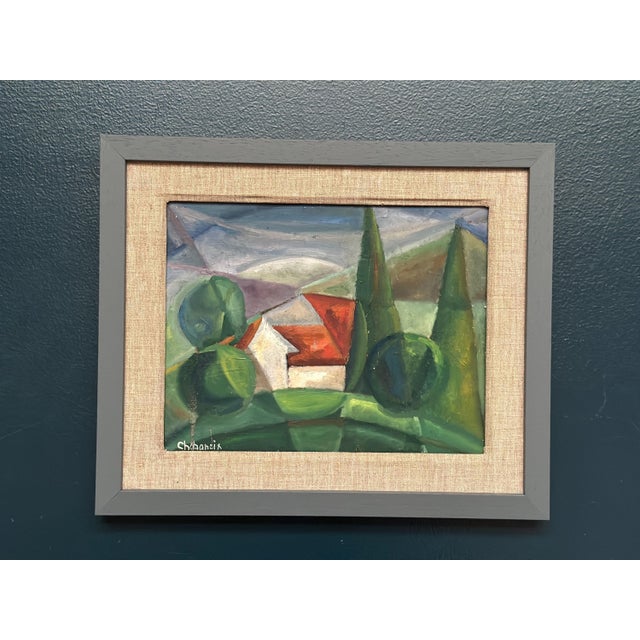 Chabaneix, Cubist Landscape, 1970s, Oil on Panel, Framed For Sale - Image 9 of 13