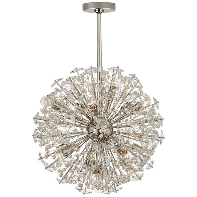 Dickinson Medium Chandelier in Polished Nickel with Clear Glass and Cream Pearls Designer: kate spade new york Fixture...