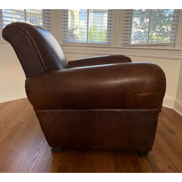 2000 - 2009 Restoration Hardware 1920s Parisian Leather Club Chair (2) For Sale - Image 5 of 6