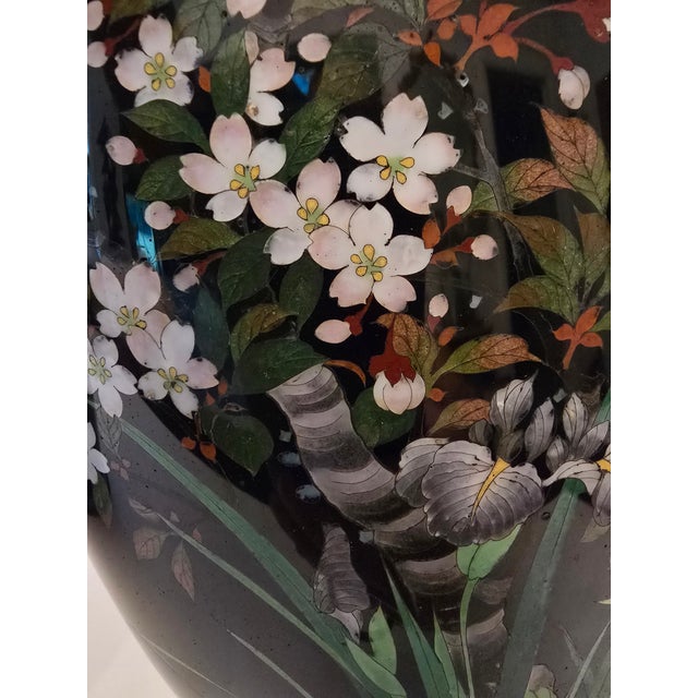 Antique Museum Meiji Cloisonne Vases, Signed- a Pair For Sale In Boston - Image 6 of 17