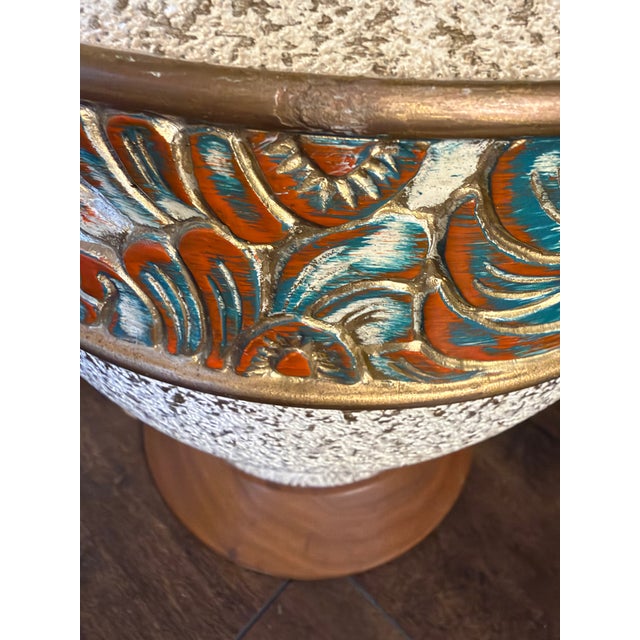 1960s Pair of Vintage f.a.i.p. Fine Arts in Plaster Ceramic-Style & Wood Mid Century Modern Table Lamps For Sale - Image 5 of 10