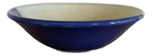 Handcrafted Signed Studio Pottery Bowl With Cobalt Blue Interior Rustic Minimalist