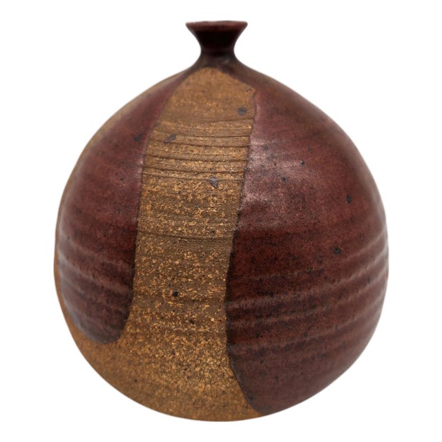 Mid 20th Century Studio Pottery Weed Pot with Red Drip Glaze For Sale