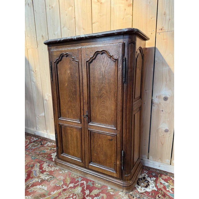 Louis XIV Style Plinth Wardrobe in Oak and Marble For Sale - Image 4 of 9