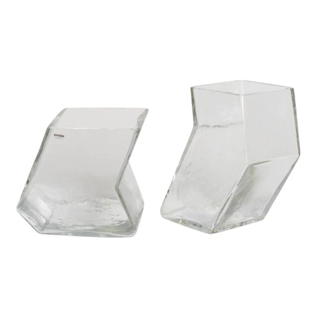 1970s Mid-Century Barbini Architectural Glass Vases - A Pair For Sale