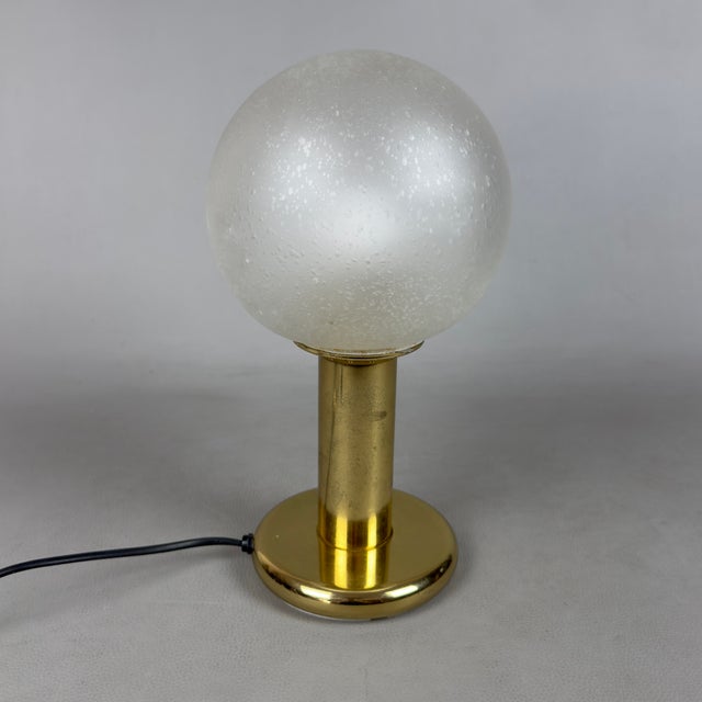 Brass Table Lamp with Sphere Glass from Targetti Sankey, 1960s For Sale - Image 4 of 13