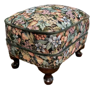 Mid 20th Century Queen Anne Style Upholstered Footstool
