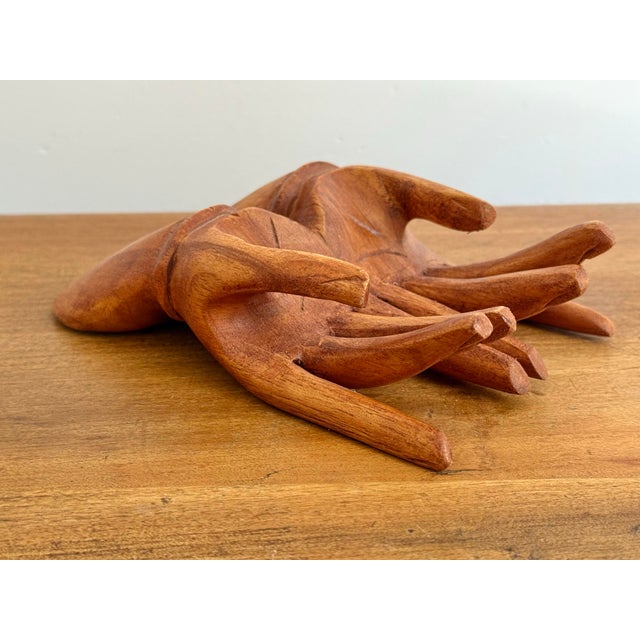Vintage Carved Wooden Human Hands Business Card Holder For Sale - Image 12 of 12