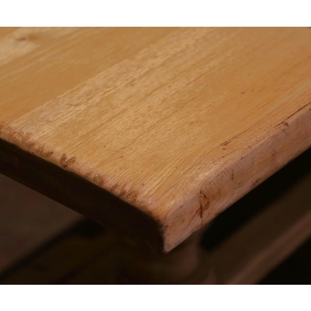 19th C. French Carved Bleached Oak Refectory Farm Dining Table For Sale - Image 10 of 12