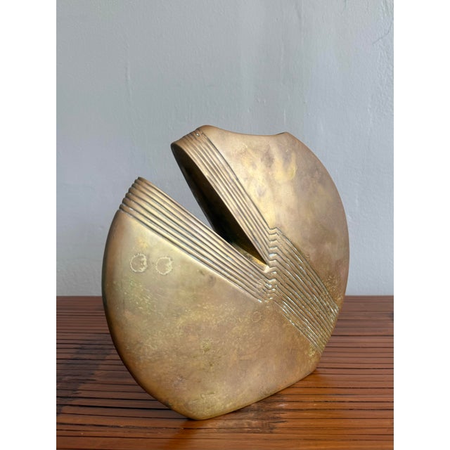 Abstract Vintage Regency Brass Abstract Vase For Sale - Image 3 of 7