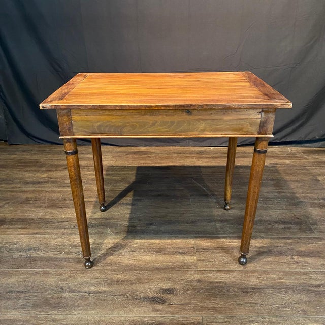 French 19th Century Walnut Neoclassical Writing Desk or Side Table For Sale - Image 10 of 11
