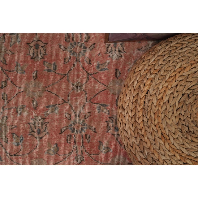 1970s 1970s Vintage Turkish Handmade Wool Cotton Pink Area Rug For Sale - Image 5 of 12