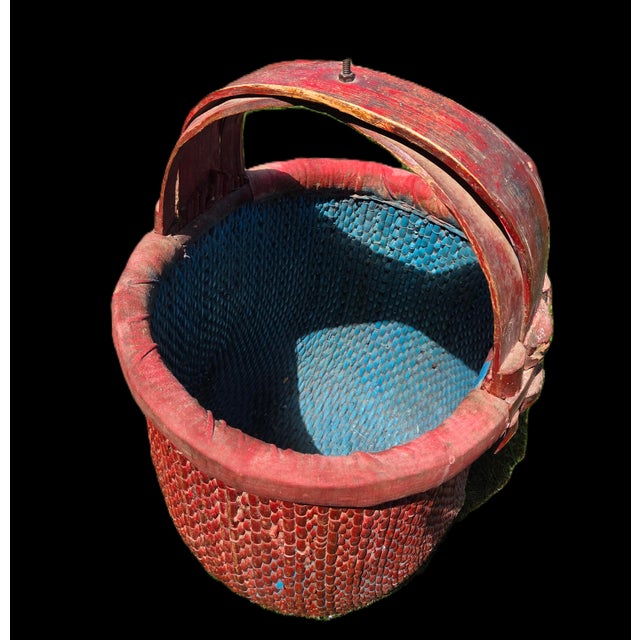Late Qing Dynasty Hand Painted/Woven Chinese Fishers Basket For Sale - Image 17 of 18