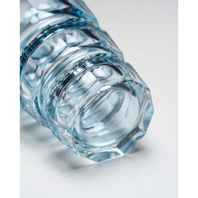 1980s Aquamarine Crystal Vase from Moser, 1980s For Sale - Image 5 of 11