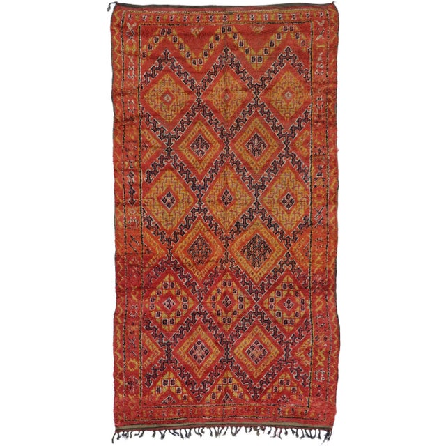 Vintage Berber Red Beni M'Guild Moroccan Rug - 05'09 X 10'07 For Sale - Image 9 of 9