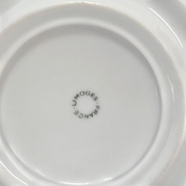 Mid-Century Limoges France White Porcelain Scalloped Gravy Boat With Attached Underplate For Sale - Image 9 of 9
