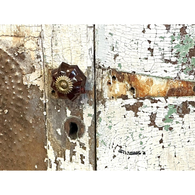 White Rustic Antique Pine Pie Safe/ Cupboard With Twelve Punched Tin Side Panels For Sale - Image 8 of 12