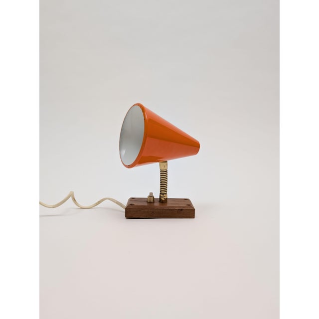 Mid-Century Modern 1960's Danish Mid-Century Modern Orange Metal Cone Wall Sconce For Sale - Image 3 of 8