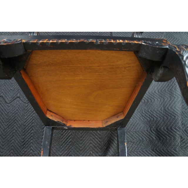 Black Late 20th Century 2 English Chippendale Style Black Painted Mahogany Ball & Claw Armchairs For Sale - Image 8 of 12