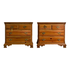 Mid Century Chippendale Style Knotty Pine Chests by American of Martinsville - a Pair