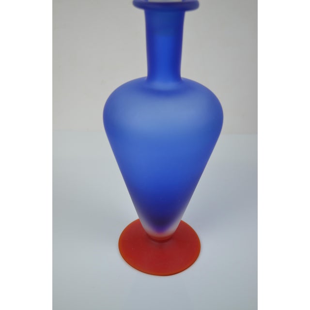 Vintage Art Frosted Glass Bottle, 1980s For Sale - Image 10 of 11