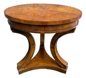 Vintage Regency Style Burled Wood Round Side Table by Drexel