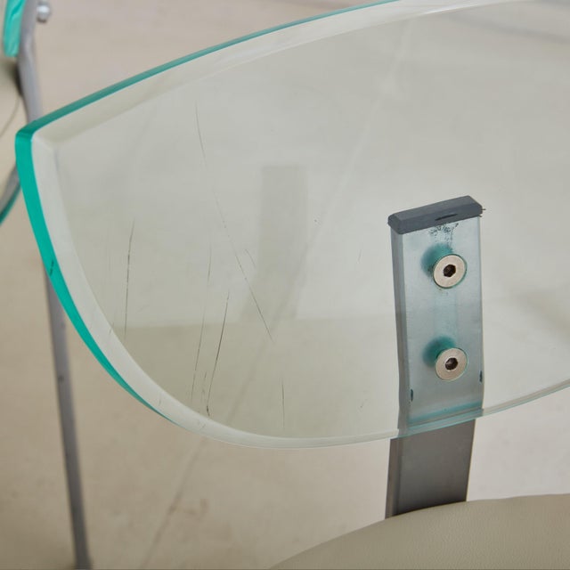 Postmodern Acrylic Dining or Accent Chair with Leather Cushion, France 1980s For Sale - Image 4 of 12