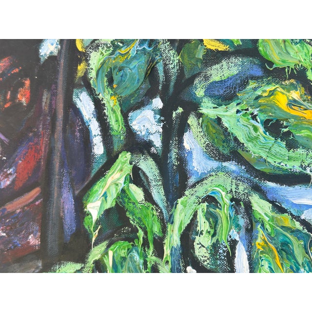 Mid 20th Century Post Impressionist Figural Oil on Canvas 'Franks Barber Shop' Signed Victor J. Silvestri For Sale - Image 9 of 11