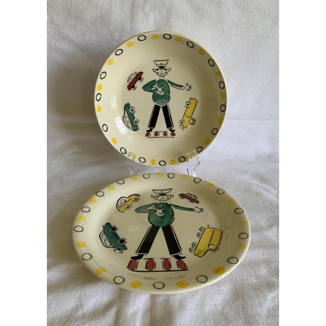 Vintage Georg Schmider Crossing Guard Children's Ceramic Dishes- a Pair For Sale - Image 11 of 11