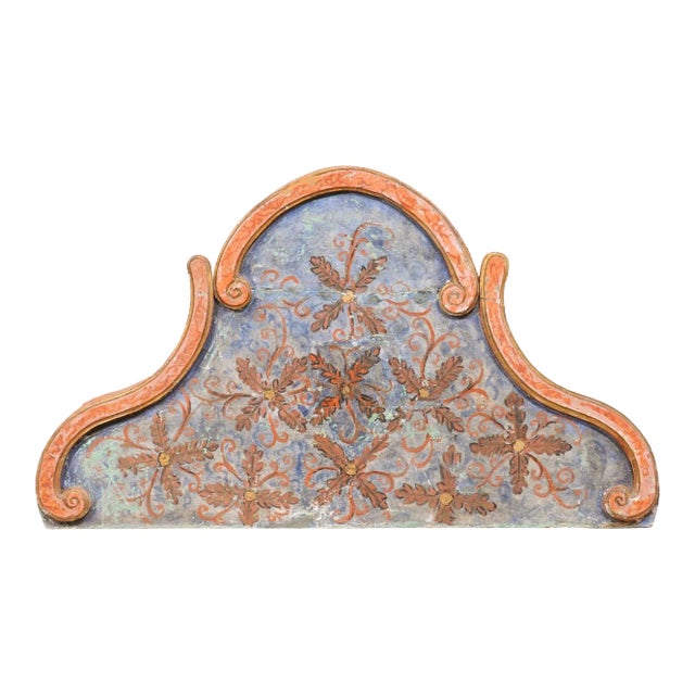19th Century Spanish Floral-Painted Wall Pediment For Sale