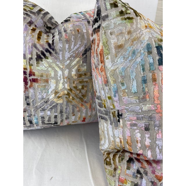 2020s S. Harris "Bukhara Velvet" in Tropic 22" Pillows-A Pair For Sale - Image 5 of 6