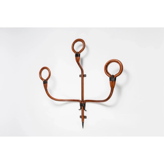 Stitched Leather Coat Rack by Jacques Adnet, 1950s For Sale - Image 6 of 7