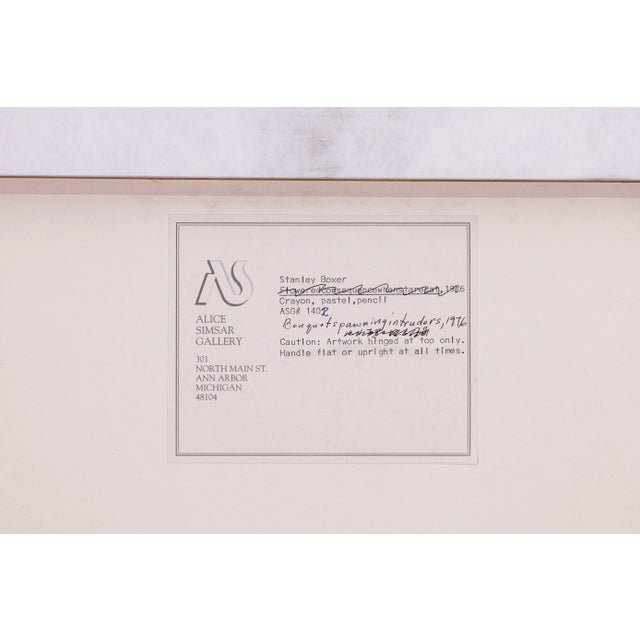 Gray Stanley Boxer Bouquets Spawning Intruders Signed Crayon Pastel & Pencil Drawing For Sale - Image 8 of 8