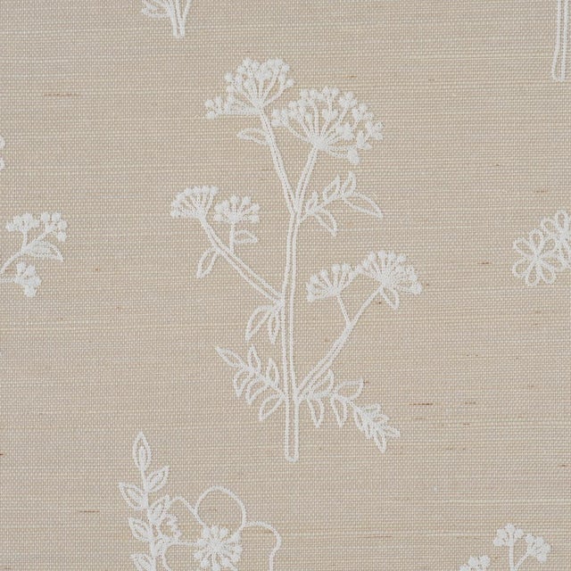 2020s Schumacher Lisbeth Embroidered Sisal Wallcovering In Pearl For Sale - Image 5 of 6