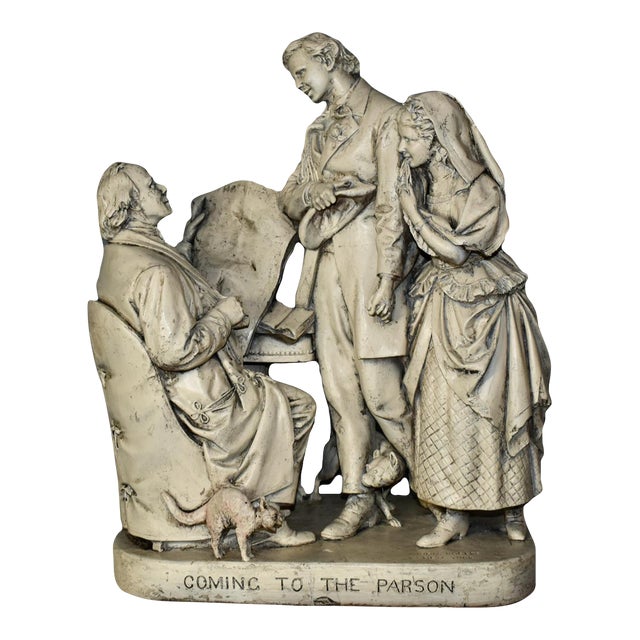 Antique John Rogers "Coming to the Parson" Figural Sculpture For Sale