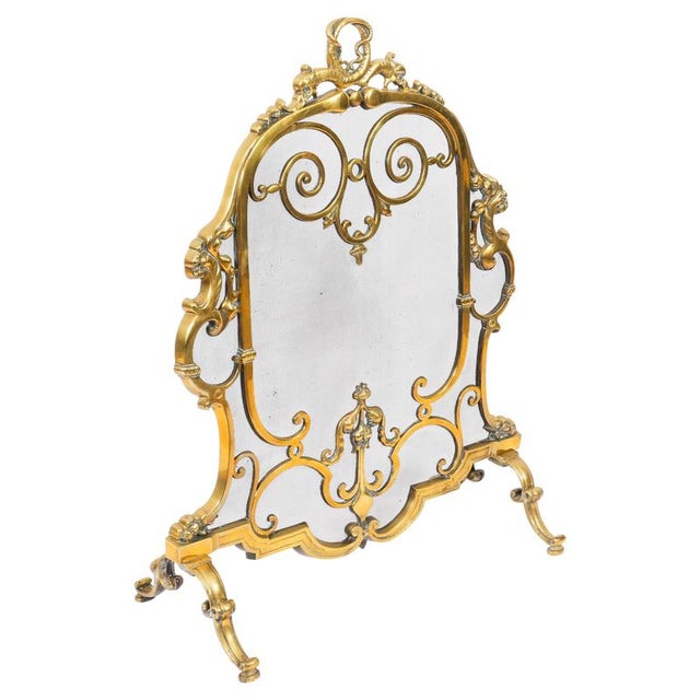 Antique French Louis Revival Brass Mesh Dolphin Fire Screen, 19th Century For Sale - Image 10 of 10