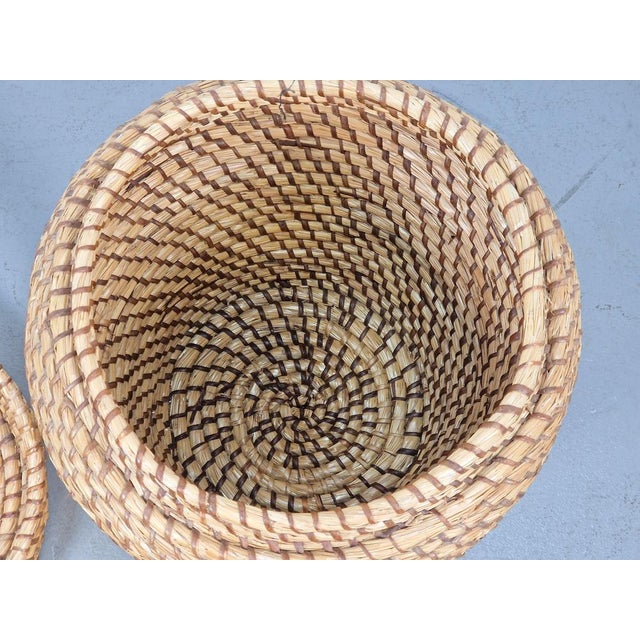 Vintage Straw and Wicker Stool with Storage Basket, 1960s For Sale - Image 11 of 12