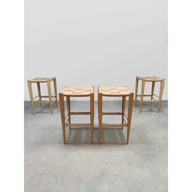 Italian Vincent Bar Stools by Werther Toffoloni for Billiani, Set of 4 For Sale - Image 4 of 5