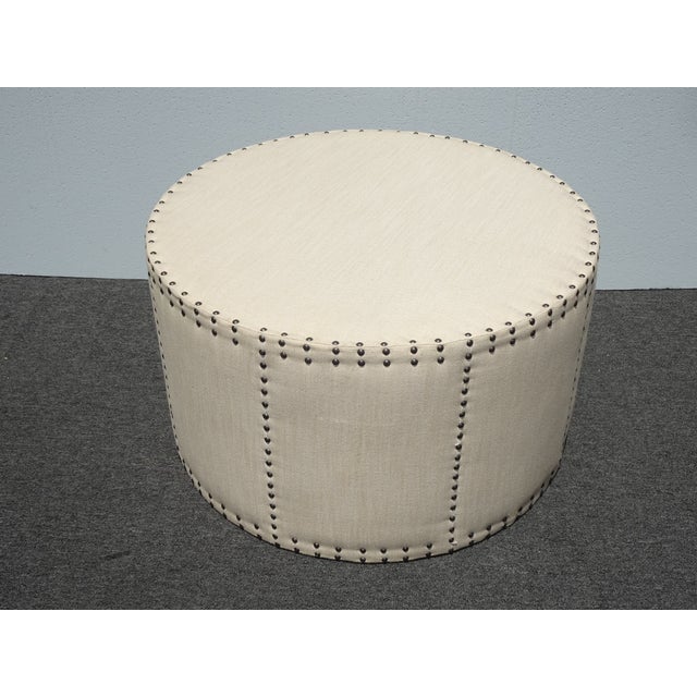 French Country Off White Large Ottoman Bench W Decorative Nails ~ Coffee Table For Sale In Los Angeles - Image 6 of 12