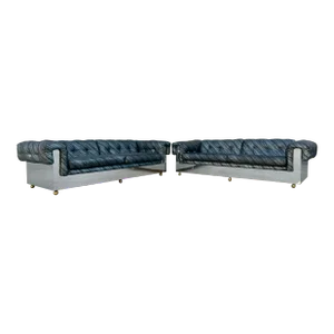 1970s Pair of Mid Century Chrome Sofa by Milo Baughman