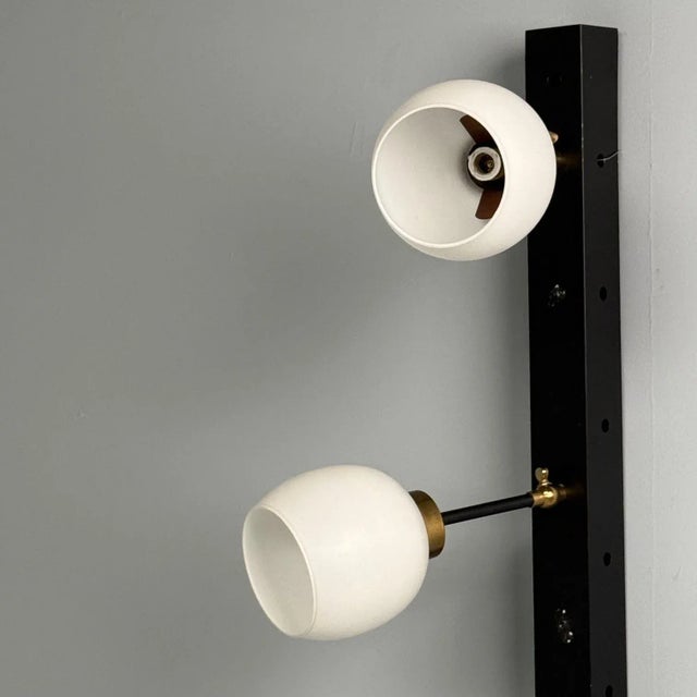 1950s Italian Mid-Century Modern, Three Light Wall Sconce, Painted Metal, Glass, 1950s For Sale - Image 5 of 10