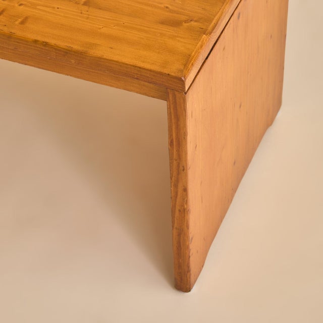Wood French Pine Coffee Table Attributed to Charlotte Perriand for Les Arcs, 1960s For Sale - Image 7 of 11