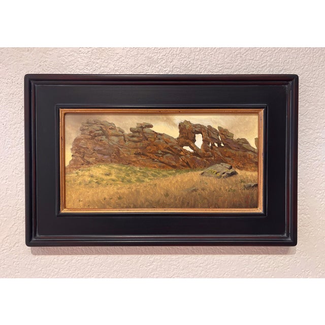 Devil's Backbone by Diego Glazer | Oil on panel Landscape of rocky formations and grass. For Sale